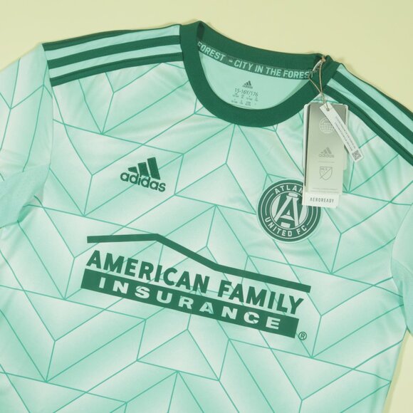 Adidas Atlanta United Away Jersey Youth XL Green Mint 2022-23 New - Picture 1 of 6